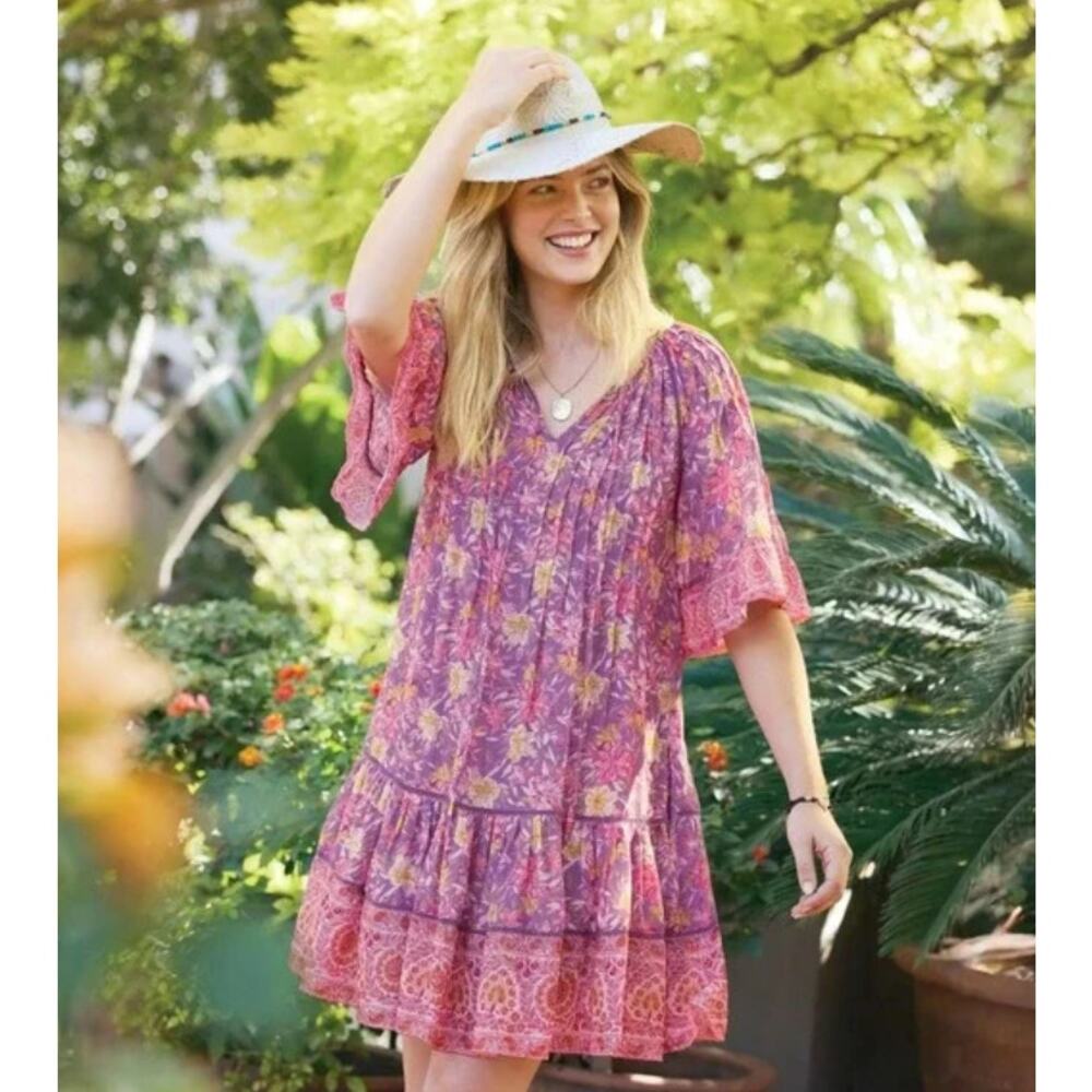 Sundance Petite Medium Floral Paisley Tunic Dress - Boho Cottagecore
